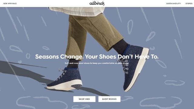 allbirds home page example